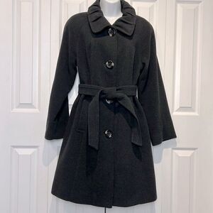 Guillaume‎ Charcoal Grey Wool Blend Midi Coat Size M
